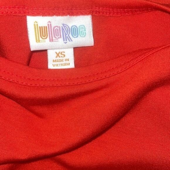 LuLaRoe Women Red Short Sleeve High Low A- Line T-Shirt Dress Size XS - Picture 5 of 5
